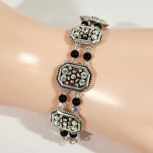 Genuine Swarovski Crystal & (Grade A) Black Onyx Handmade Bracelet